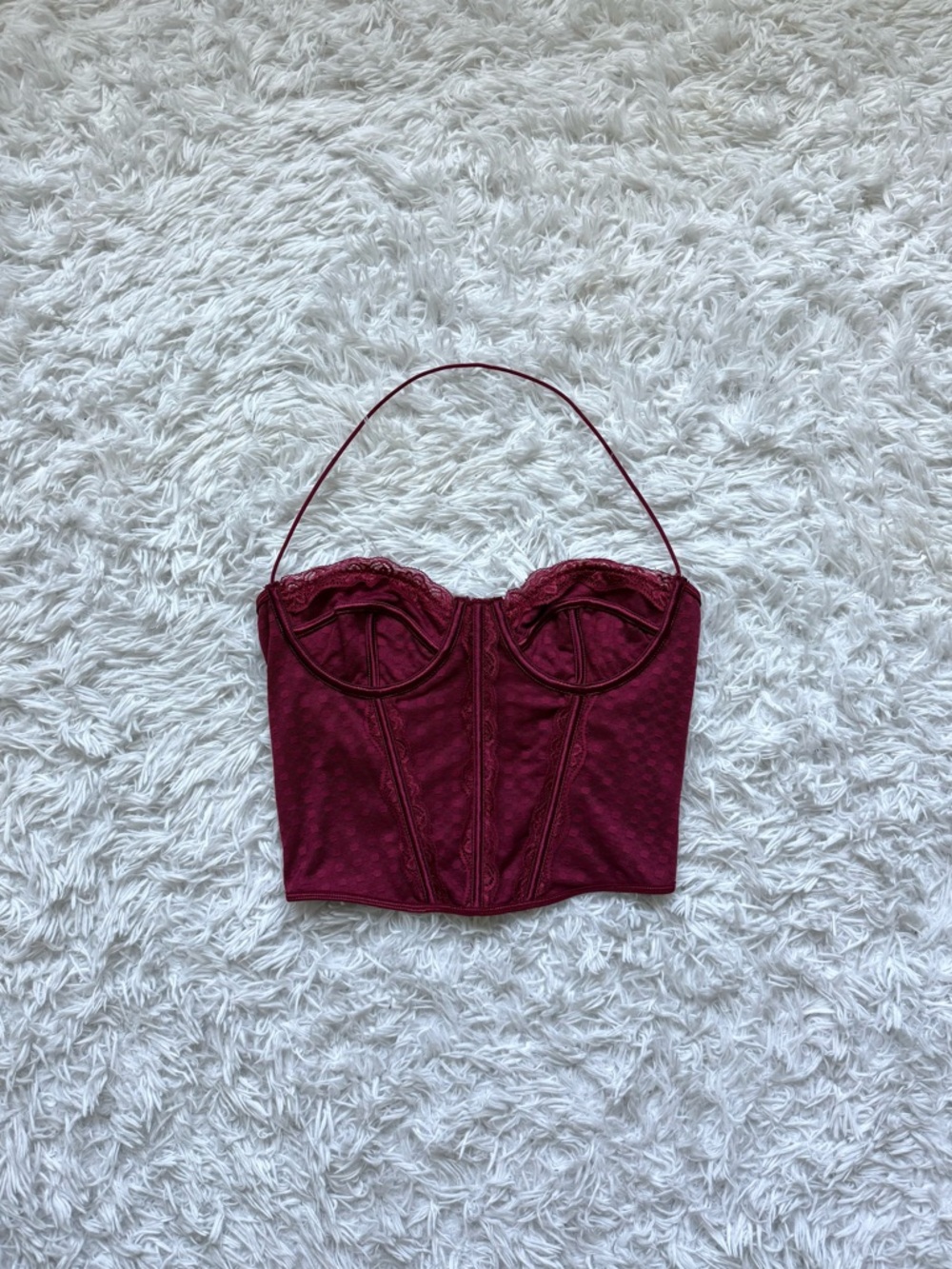 SHEIN Wine Lace Bustier Crop Top